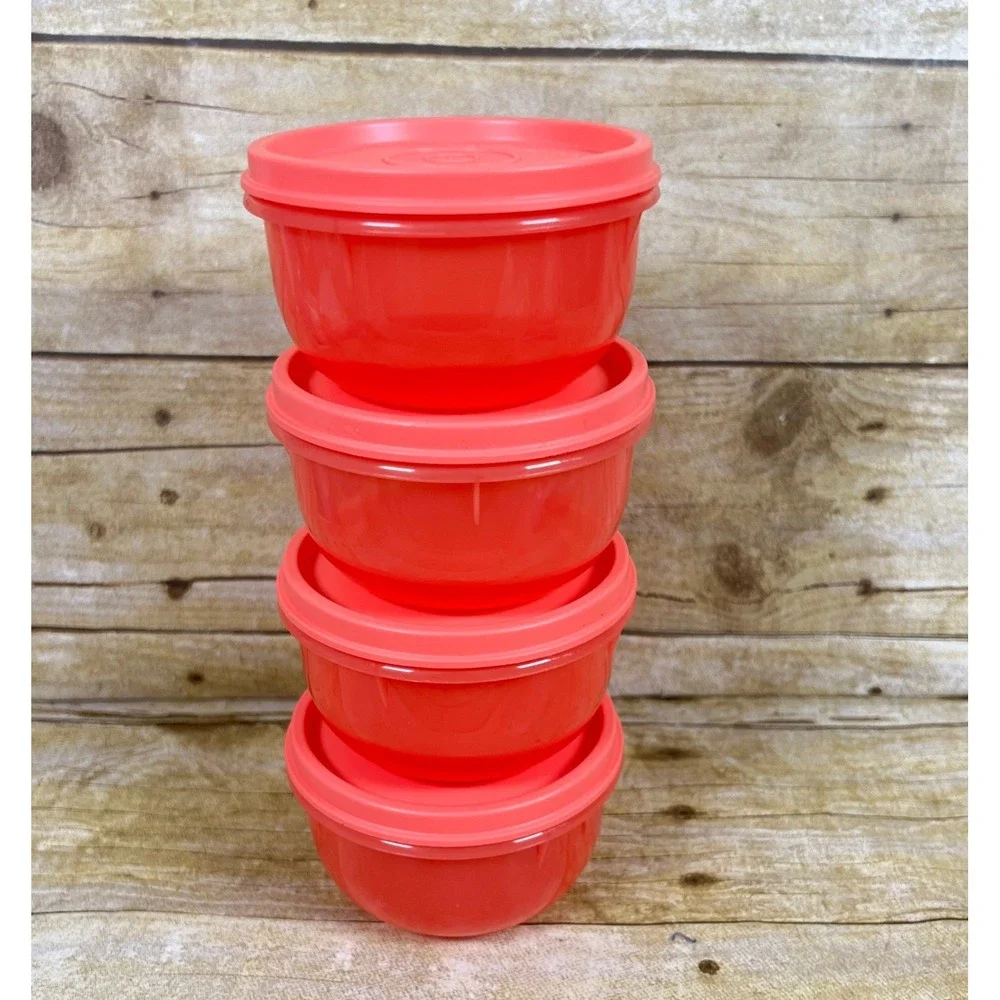 Tupperware Ideal Little Bowls Set 4 With Seals/Lids Small 8 Oz Snack Cups